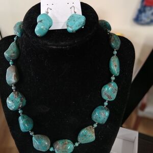 Turquoise Stone Necklace and Earring Set